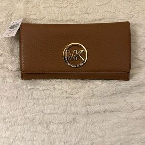 Michael Kors Fulton Leather Wallet- Brown-NWT